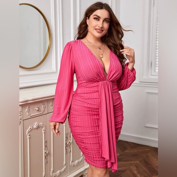 Plus Size Pink Bodycon Dress - Picture 1 of 2